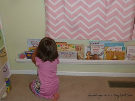 T in front of book shelf wall gutter pm