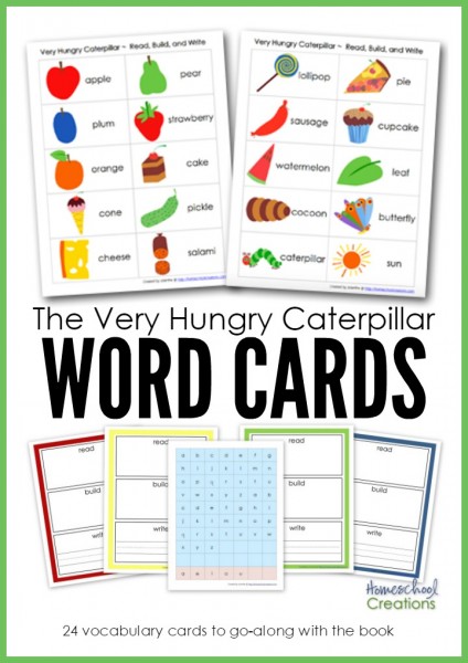 Very Hungry Caterpillar word cards from Homeschool Creations