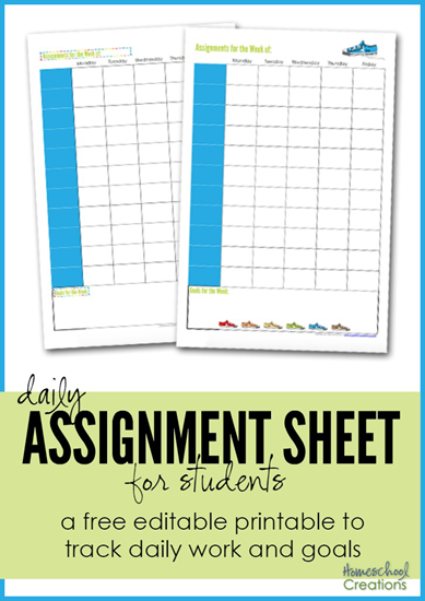 Assignment Sheet For Students Free Printables