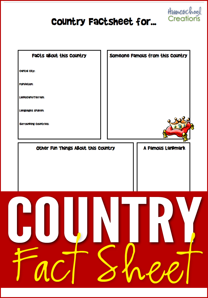 country fact sheet notebooking page for geography studies