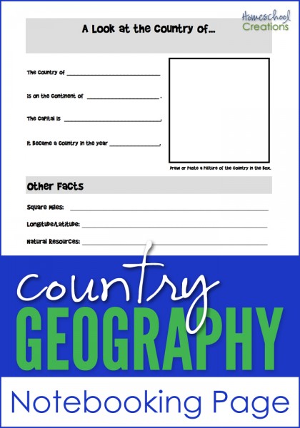 country geography notebooking page