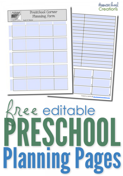 free editable preschool planning pages from Homeschool Creations