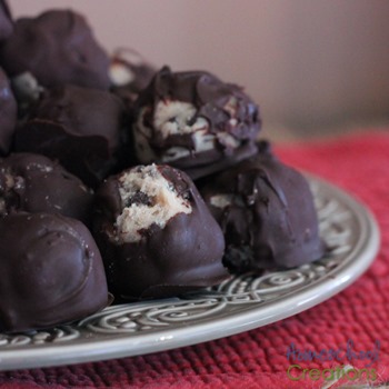 gluten free cookie dough balls dipped in chocolate - no egg version and so yummy