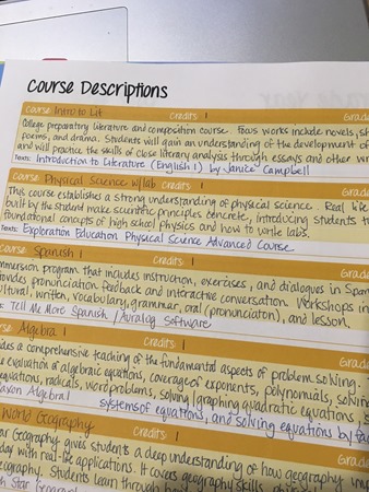 high school course descriptions