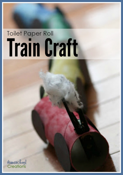 train craft made with toilet paper rolls from Homeschool Creations - great project for the letter Tt unit