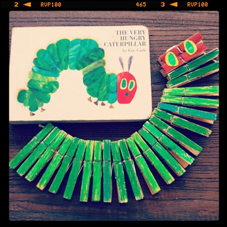 very hungry caterpillar clothespin craft